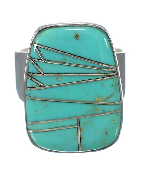 Turquoise Inlay Sterling Silver Southwest Ring Size 4-3/4 WX63094